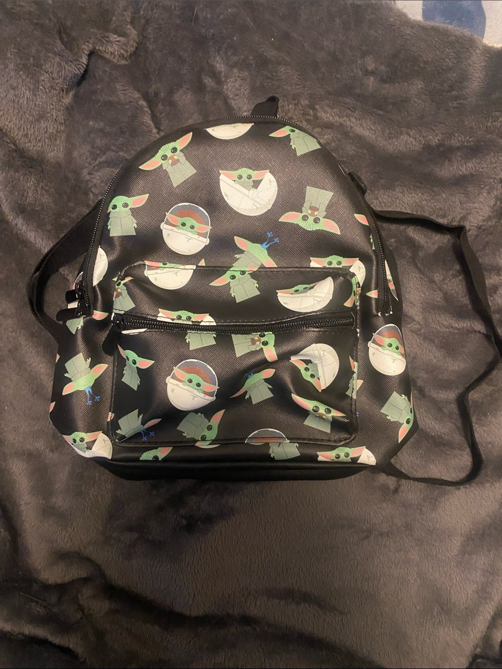 Star Wars Black Mini Backpack with Green Grogu Print